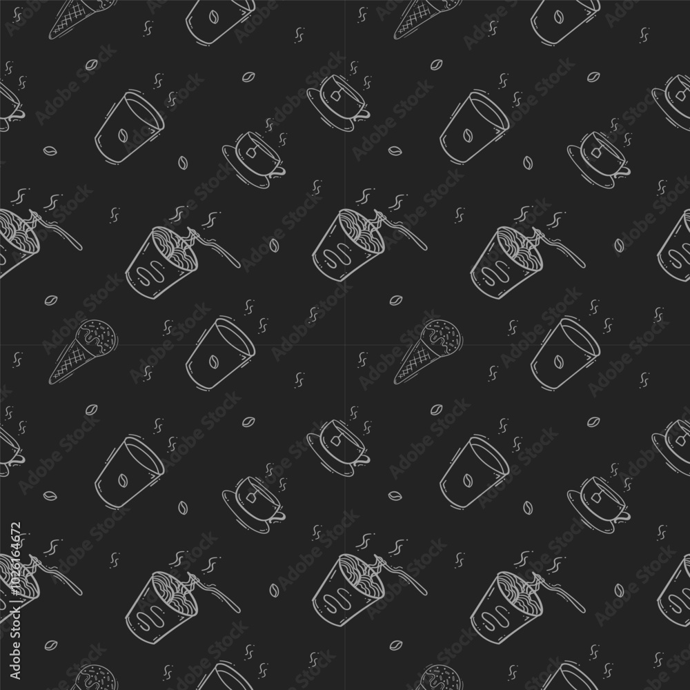 food pattern. doodle food pattern. seamless pattern of food and beverage. hand drawn food pattern background food pattern. doodle food pattern. seamless pattern of food and beverage. hand drawn food pattern background