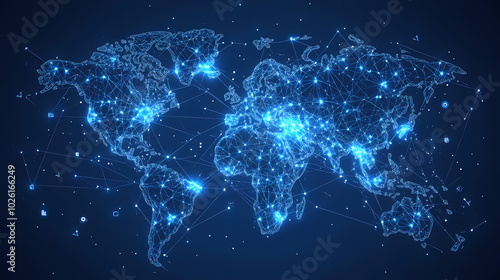 Abstract technology internet world map global vector image