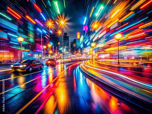 Vibrant Abstract Brushstrokes in Bold Colors - Night Photography for Stunning Visuals