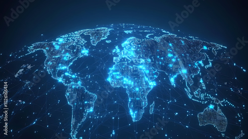 Abstract technology internet world map global vector image