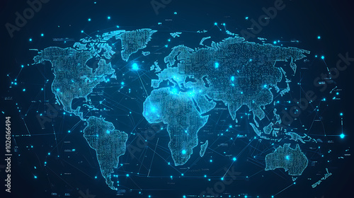 Abstract technology internet world map global vector image