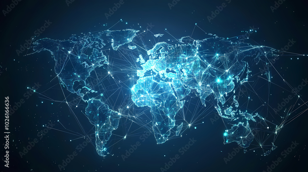 Abstract technology internet world map global vector image Abstract technology internet world map global vector image