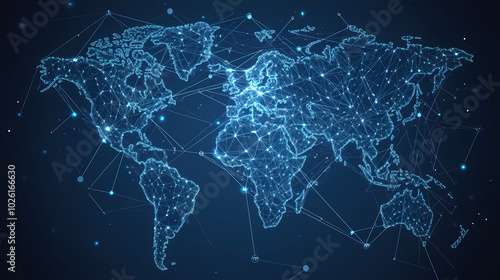 Abstract technology internet world map global vector image