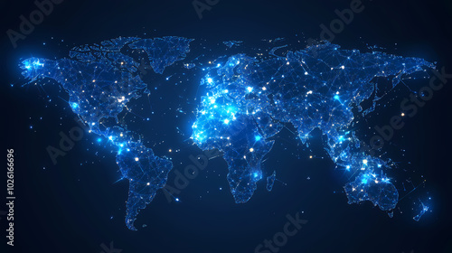 Abstract technology internet world map global vector image