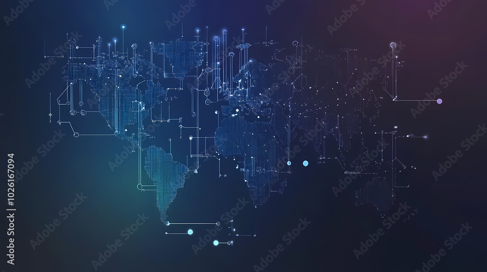 Fototapeta premium Abstract technology internet world map global vector image
