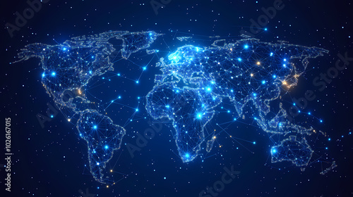 Abstract technology internet world map global vector image