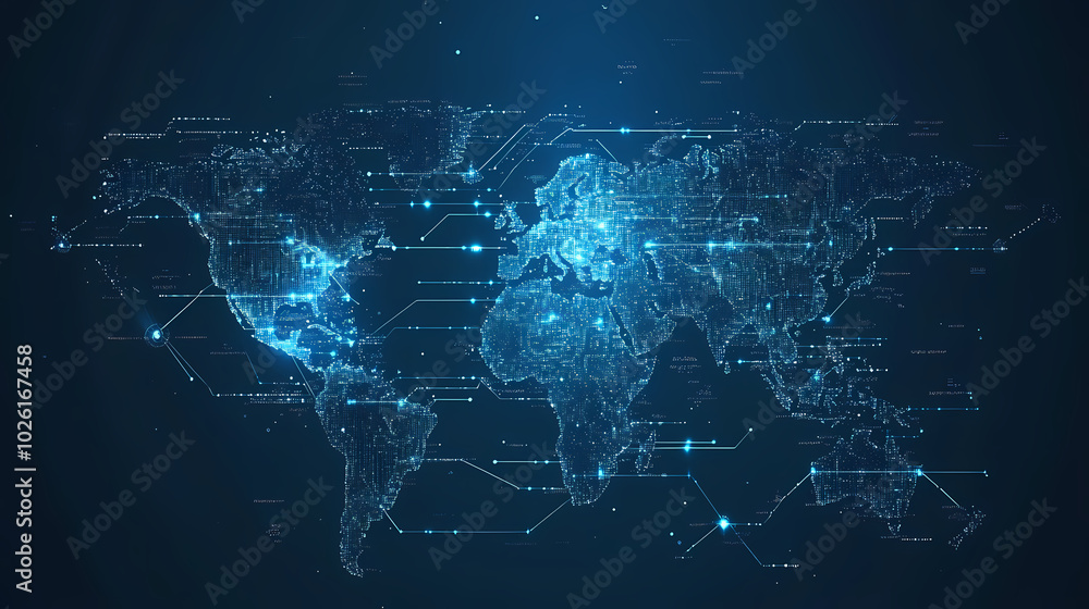 Abstract technology internet world map global vector image Abstract technology internet world map global vector image