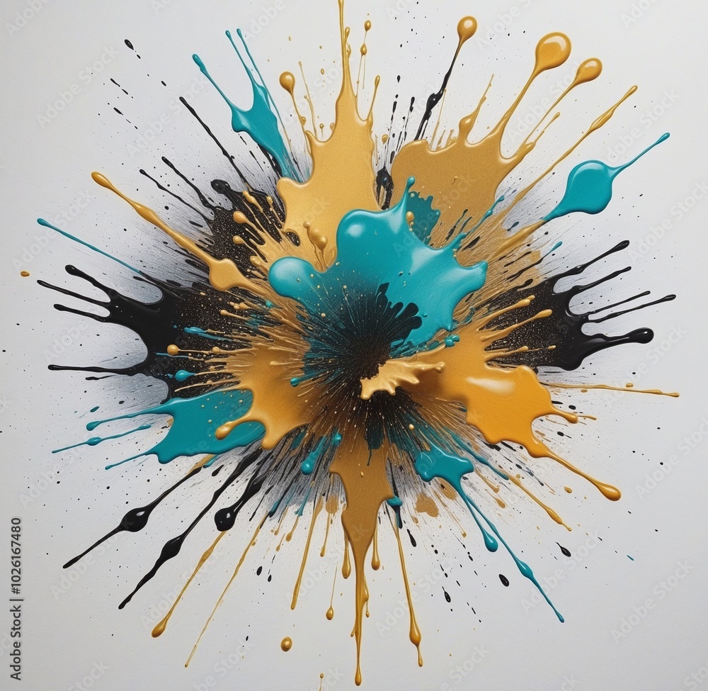 Symmetrical Ink Splatter Abstract Design with LightSlateGray, Cyan, RosyBrown, Gold, and Goldenrod Symmetrical Ink Splatter Abstract Design with LightSlateGray, Cyan, RosyBrown, Gold, and Goldenrod