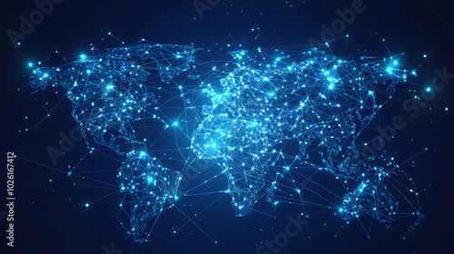 Abstract technology internet world map global vector image