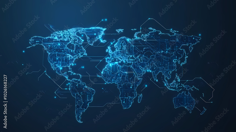 Fototapeta premium Abstract technology internet world map global vector image