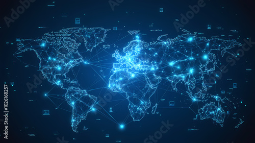 Abstract technology internet world map global vector image