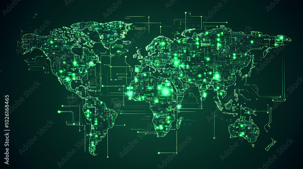 Abstract technology internet world map global vector image Abstract technology internet world map global vector image