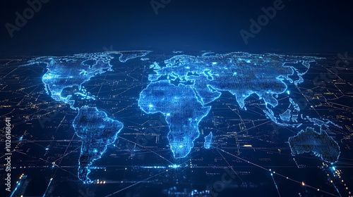 Abstract technology internet world map global vector image