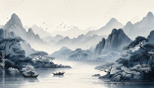 traditional chinese/japanese style landscape painting
