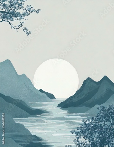 traditional chinese/japanese style landscape painting