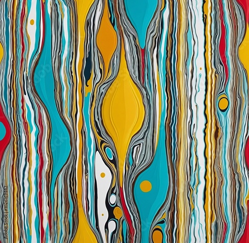 Vibrant Abstract Design with Dripping Shapes and Moccasin, Cyan, PaleTurquoise, Gold, Goldenrod, silver, and Metallic Gold