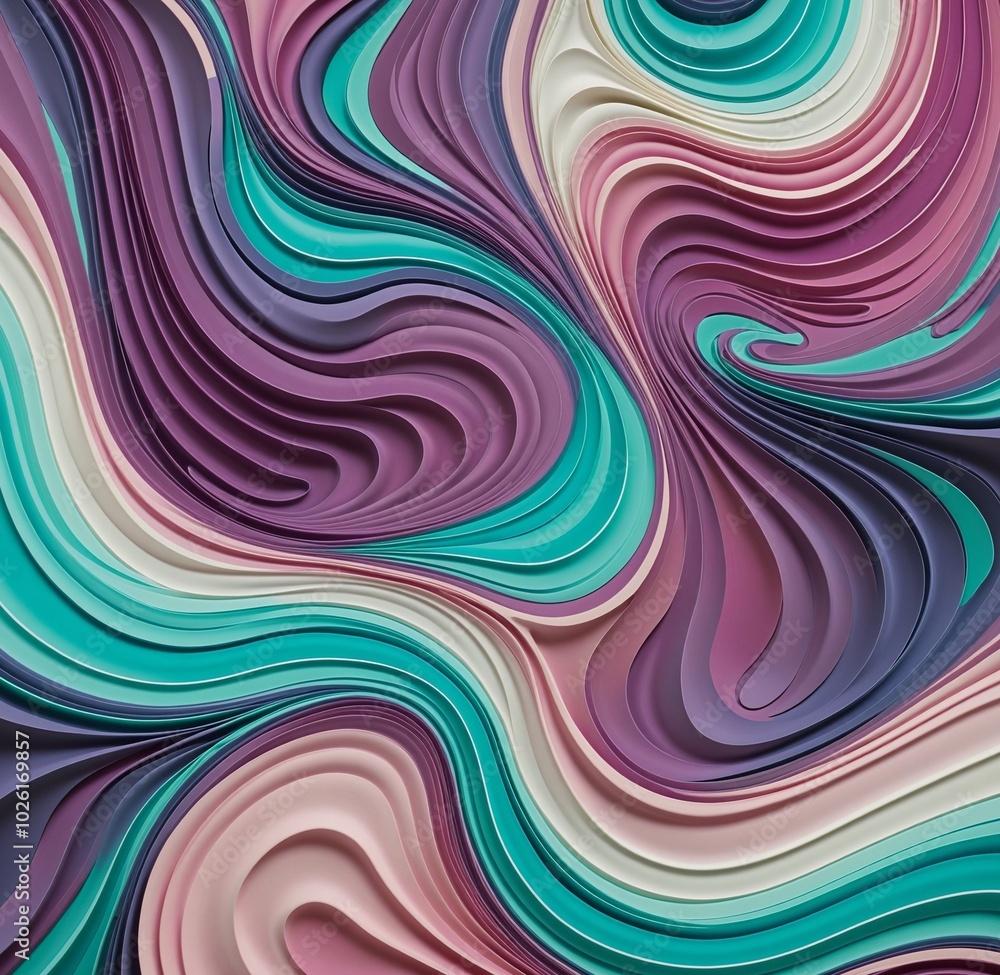 Fototapeta premium Bold Abstract Pattern with MediumPurple, Cyan, and RosyBrown Organic Shapes