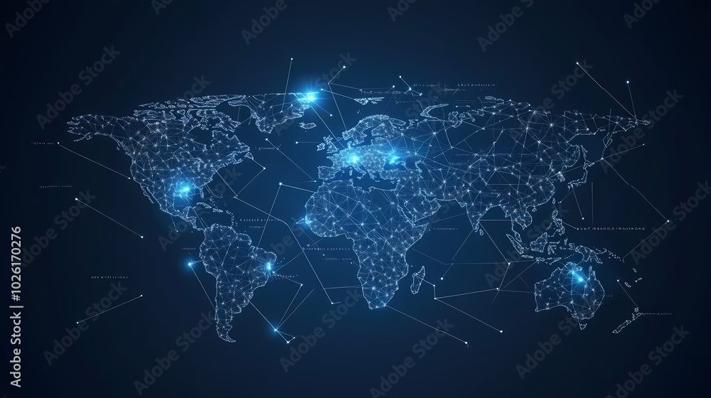Abstract technology internet world map global vector image Abstract technology internet world map global vector image