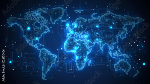 Abstract technology internet world map global vector image