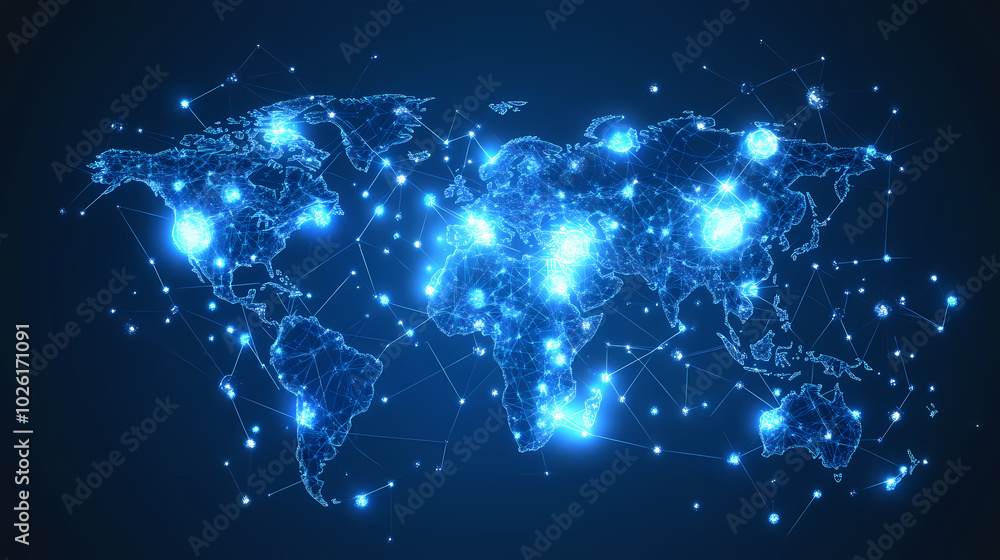 Abstract technology internet world map global vector image Abstract technology internet world map global vector image
