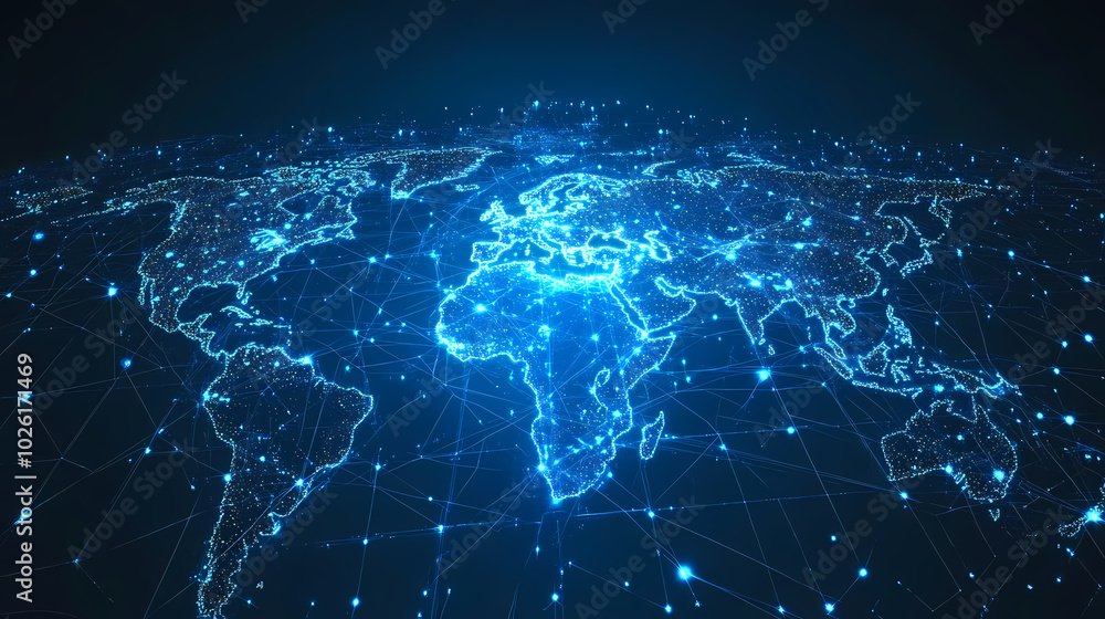 Abstract technology internet world map global vector image Abstract technology internet world map global vector image