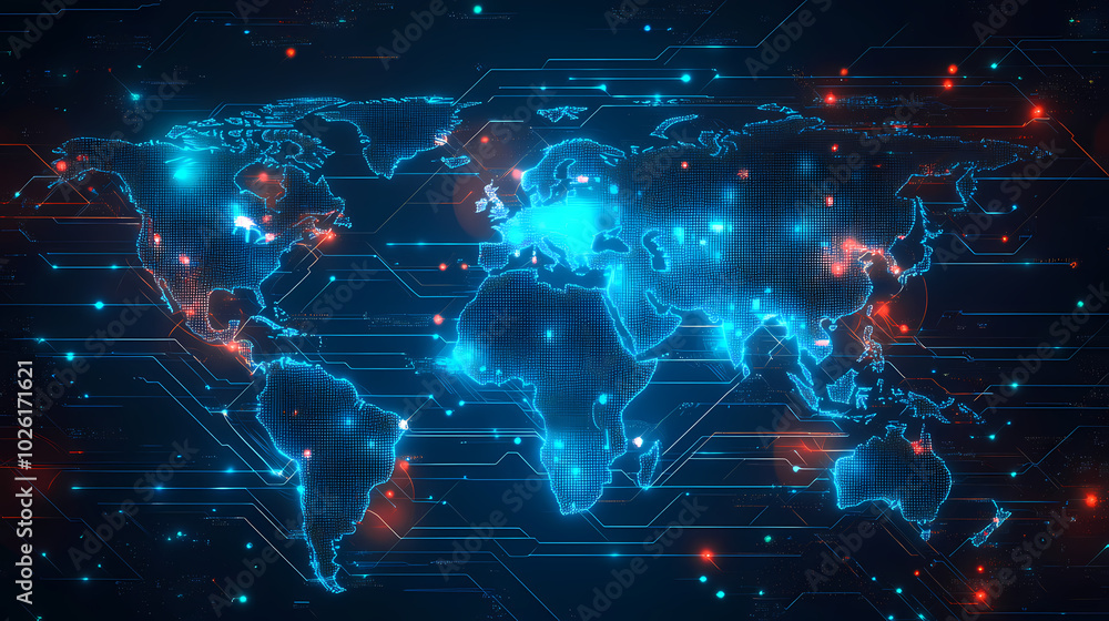 Abstract technology internet world map global vector image Abstract technology internet world map global vector image