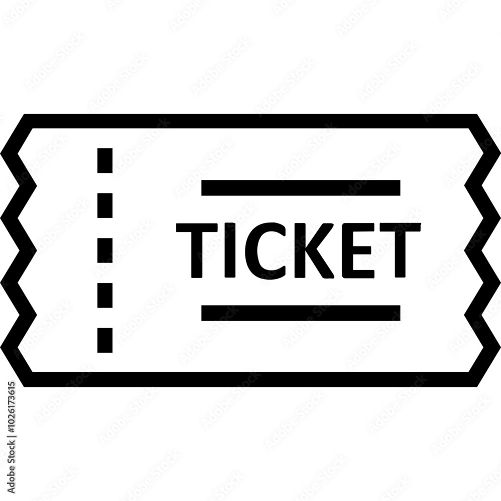 Ticket vector icon in outline style Ticket vector icon in outline style