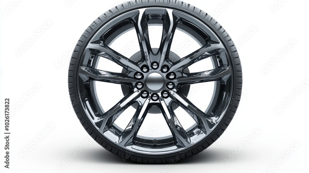 A twisted car wheel rim with visible cracks, isolated on white background. A twisted car wheel rim with visible cracks, isolated on white background.