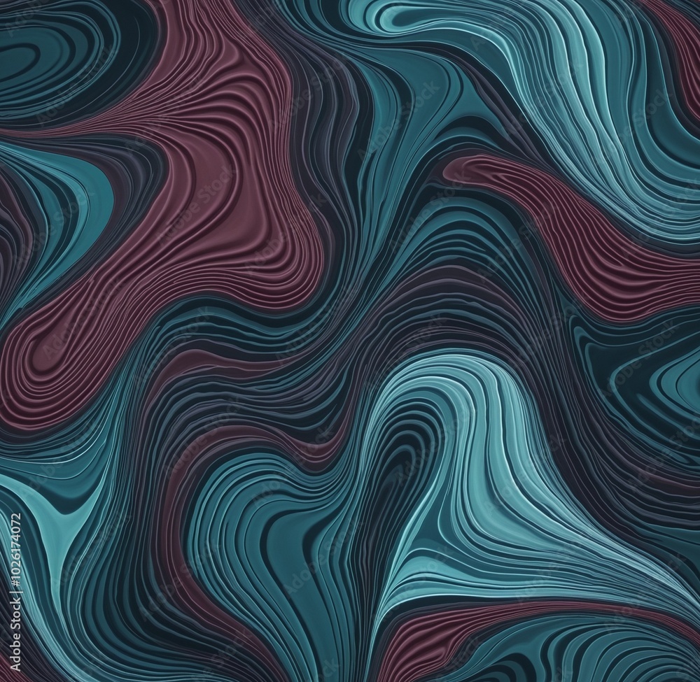 Fototapeta premium Bold Abstract Pattern with MidnightBlue, Cyan, and Maroon Organic Shapes