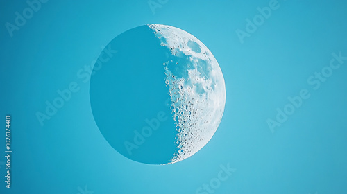 Wallpaper Mural Half moon illuminated against a vivid blue sky during twilight hours in a serene atmosphere Torontodigital.ca