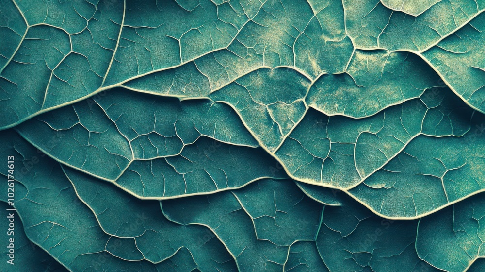 Obraz premium Organic abstract green leaf texture Blending natural shapes with abstract design elements, perfect for high-end sustainable products or wellness-focused marketing.