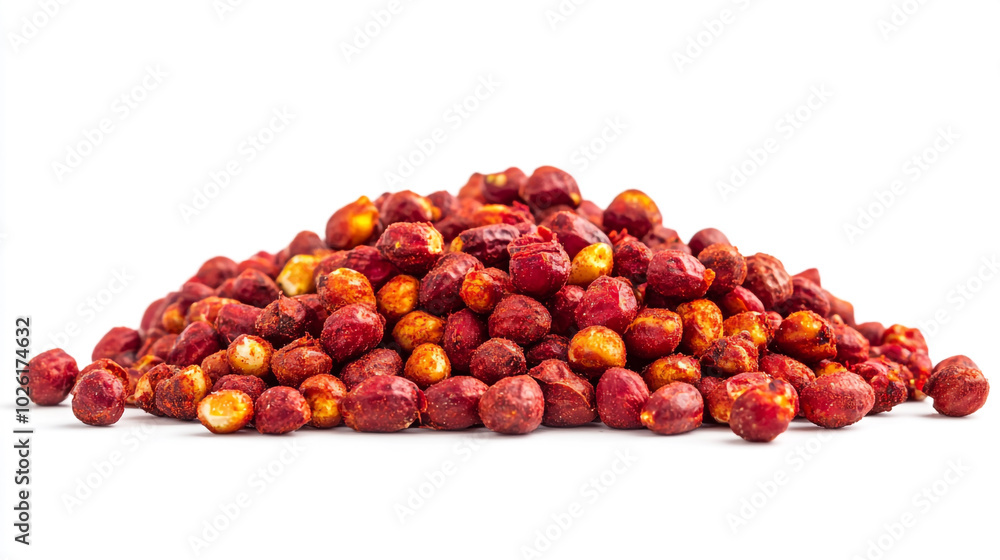 Pile of colorful roasted chickpeas on a plain background highlighting their texture and colors Pile of colorful roasted chickpeas on a plain background highlighting their texture and colors