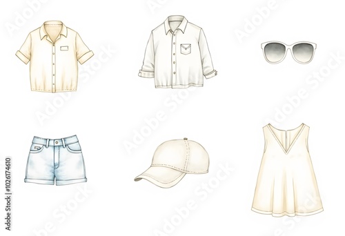 Set of clothes mock up illustration 