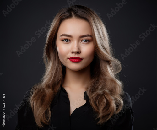 Wallpaper Mural Portrait of Russian woman with long blonde hair in black outfit Torontodigital.ca