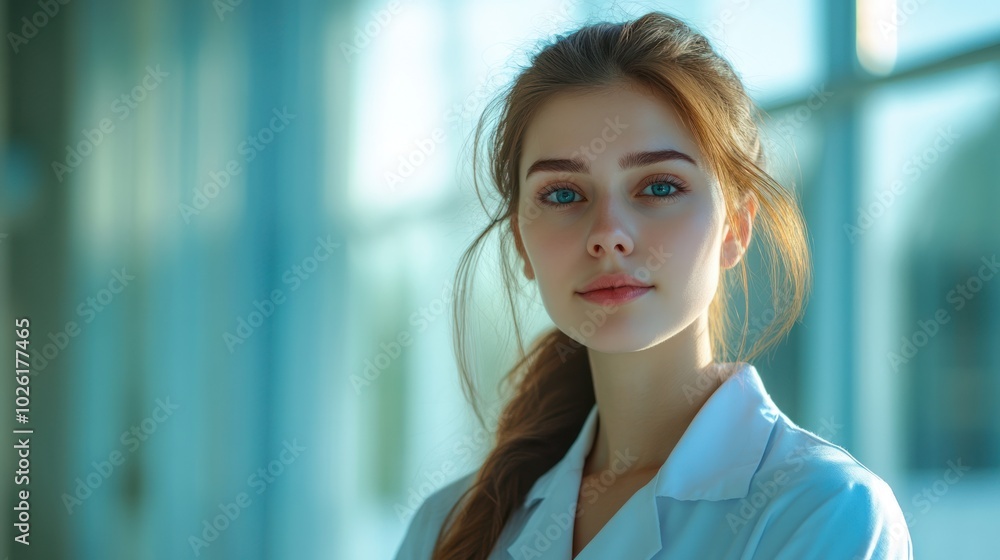 photograph of Portrait of young female pharmacist at hospital, photograph of Portrait of young female pharmacist at hospital,