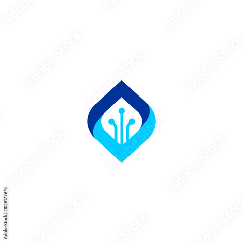 Abstract digital leaf logo. leaf icon dynamic green color