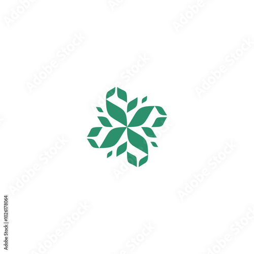 Abstract leaf geometric logo. leaf icon dynamic green color