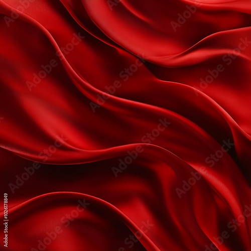 A close-up of flowing red fabric, showcasing its smooth texture and elegant draping.