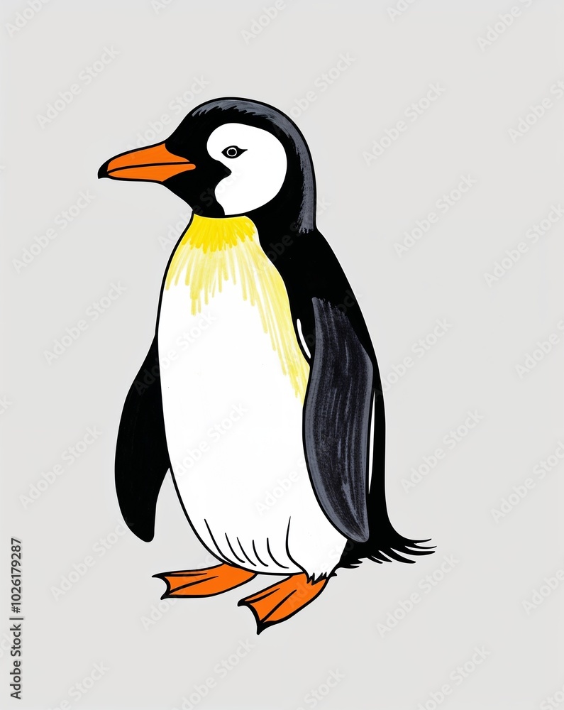 Fototapeta premium hand drawing Penguin clipart on plain white background