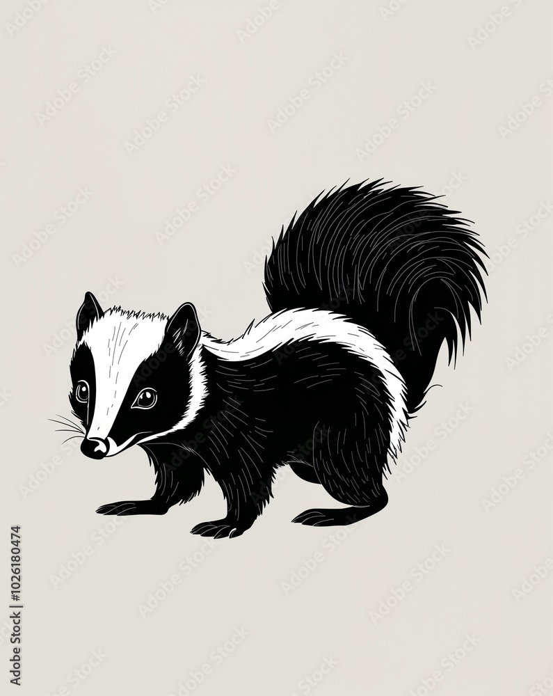 hand drawing Skunk clipart on plain white background hand drawing Skunk clipart on plain white background