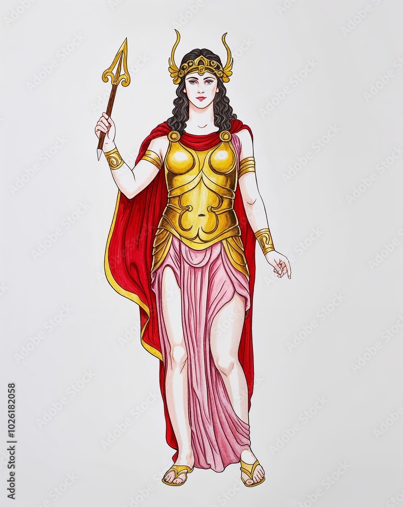 Fototapeta premium hand drawing athena clipart on plain white background