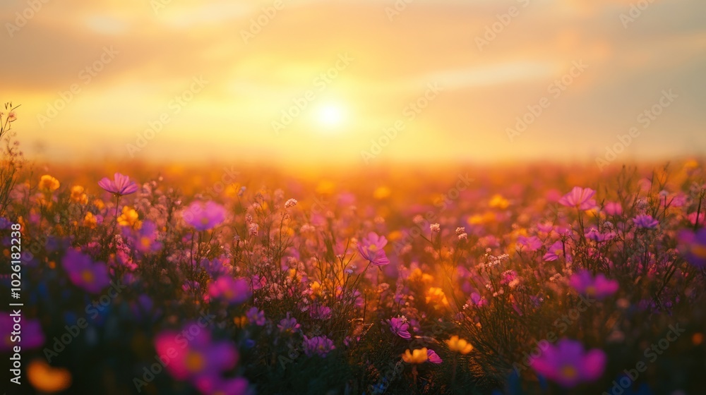 Sunlit field with grazing animals at sunset - Showcasing a tranquil field with animals grazing peacefully as the sun sets, Sunlit field with grazing animals at sunset - Showcasing a tranquil field with animals grazing peacefully as the sun sets,