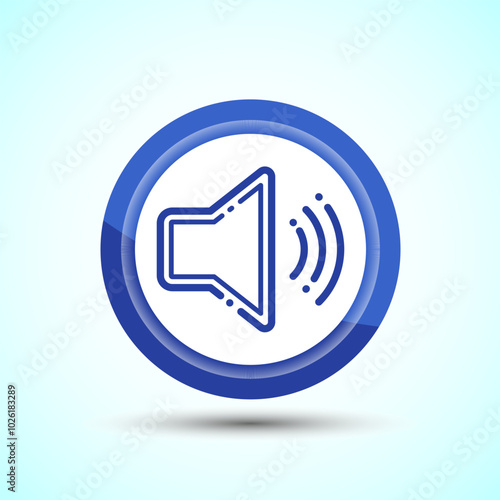 Volume Icon Design Illustration, Sound Icon For Apps and Websites, Blue Color Button Design