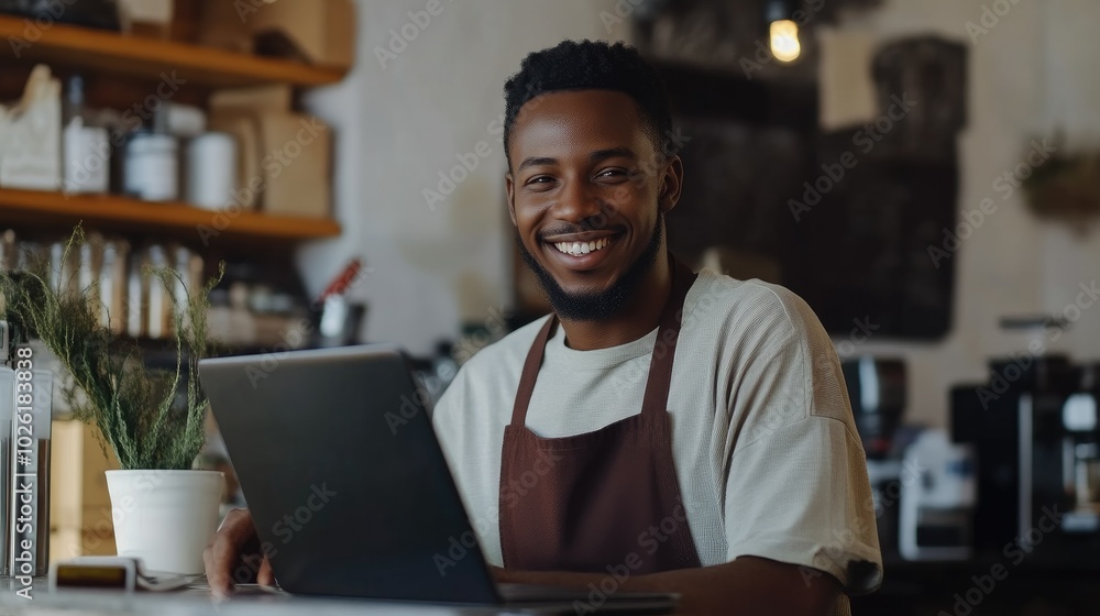 Obraz premium Confident entrepreneur working on online business