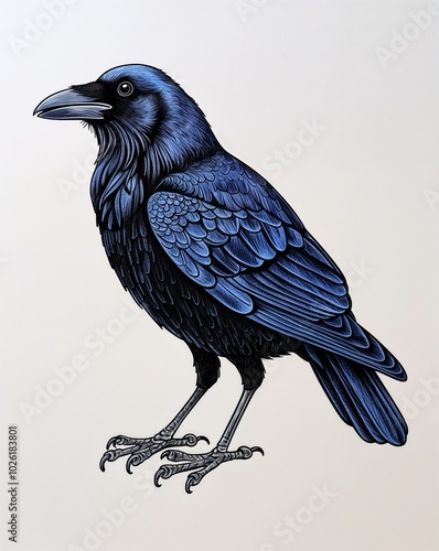 hand drawing Crow clipart on plain white background photo