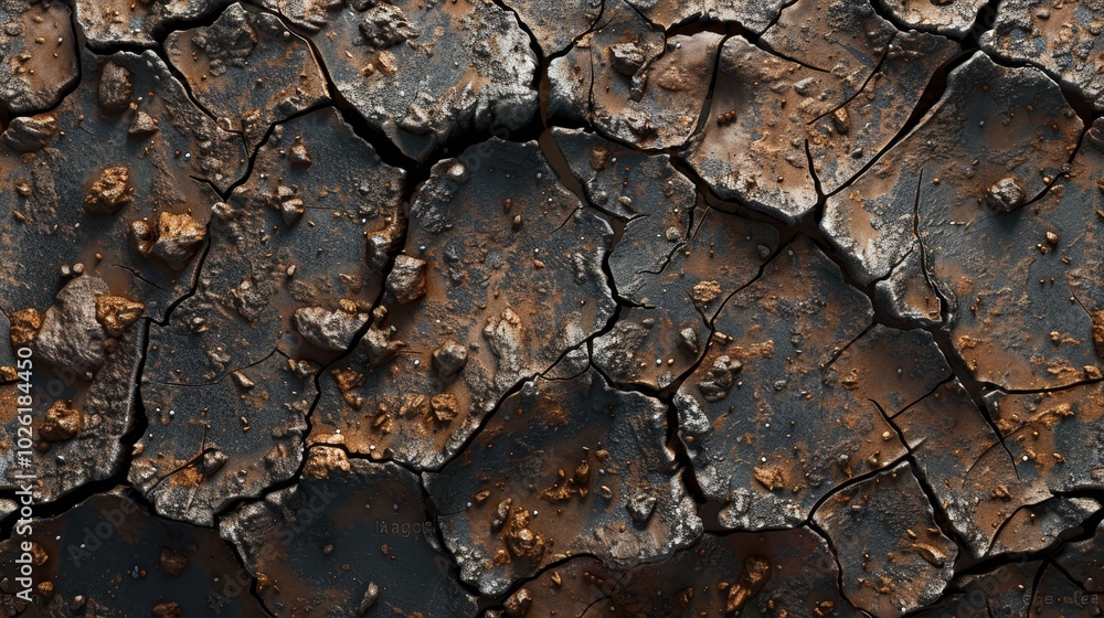 Textured surface of cracked earth revealing rich dark tones and rough patterns under natural light at sunset Textured surface of cracked earth revealing rich dark tones and rough patterns under natural light at sunset