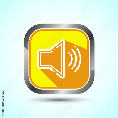 Volume Icon Design Illustration, Sound Icon For Apps and Websites, Yellow Shadow Button Design