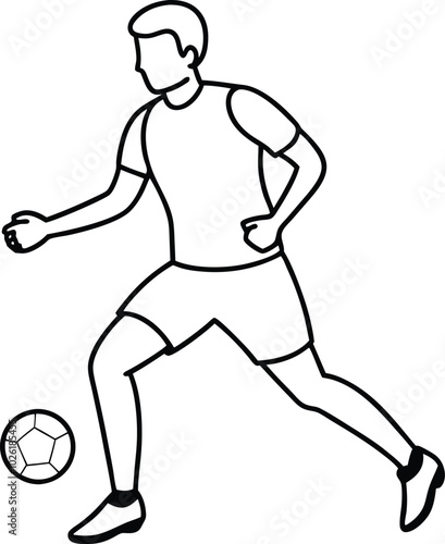 Continuous one line drawing a Football Player Kick Penalty Goal Line Art vector. Football Penalty Kick Goal Vector. Outline of Playing Football Illustration design.