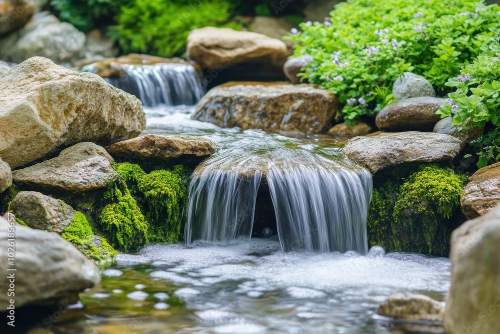 Serene Mountain Stream Flowing Over Rocks Serene Mountain Stream Flowing Over Rocks