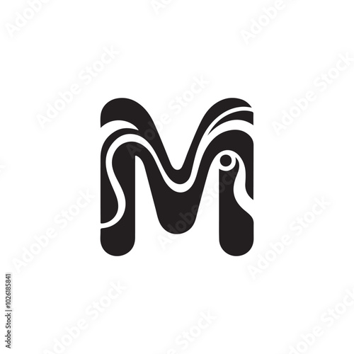 stylish and curved letter M